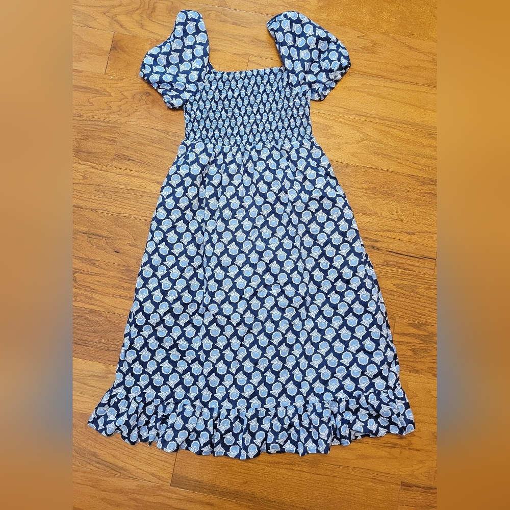 J.Crew Smocked Floral Cotton Dress M NWT!